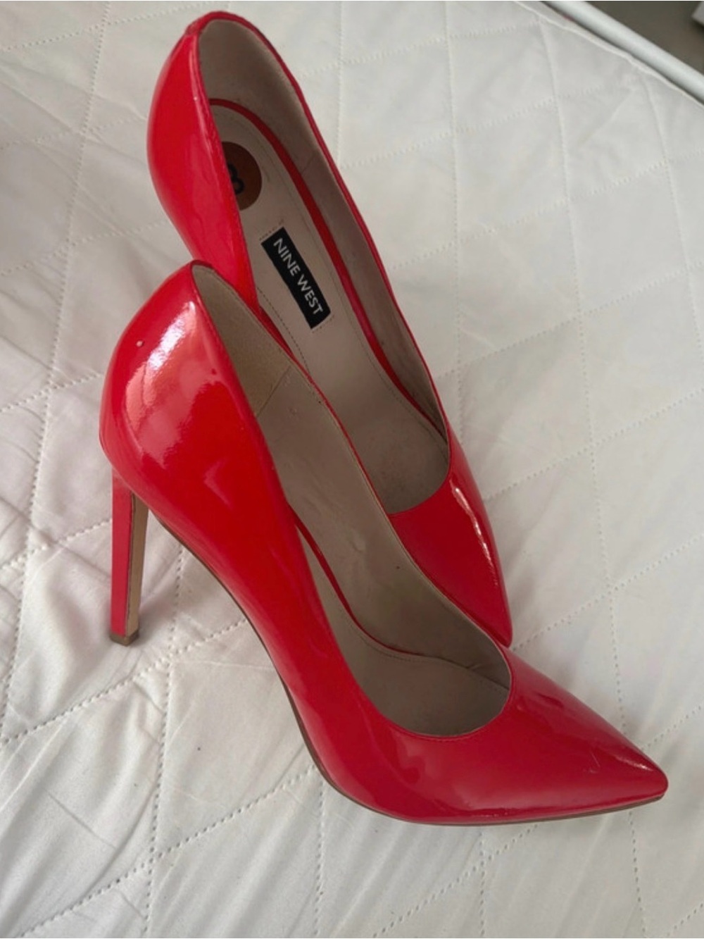 Nine West Bright Red Patent Pointed-Toe Stiletto Pumps
